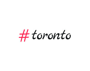 Toronto hashtag. Toronto handwritten inscription. Hand drawn lettering. Calligraphy. Red hashtag