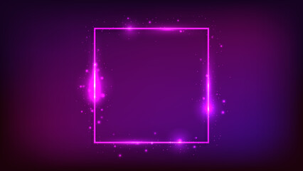 Neon square frame with shining effects