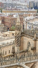 Fototapeta premium la ville de Séville vue depuis les hauteurs de la cathédrale avec ses toits, ses rues et ses églises