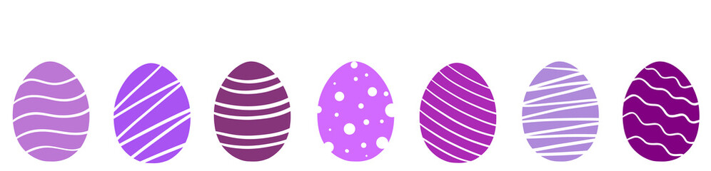 Easter eggs purple set silhouettes vector illustration, flat design. Trendy color 2022