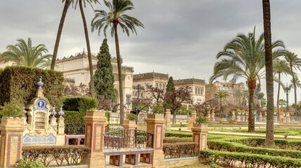 Fototapeta premium Parc de María Luisa et place d'Espagne à Séville en Andalousie, Espagne