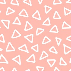 Hand drawn seamless pattern with abstract shapes. Childish style soft pink vector background. Fresh modern geo print