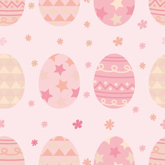 Easter Eggs repeat pattern design. Hand-drawn background. Holidays pattern for wrapping paper or fabric.