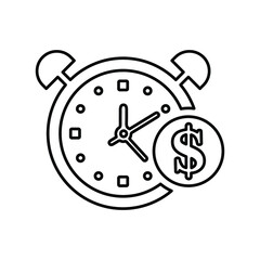 Alarm, finance, payment outline icon. Line art sketch.