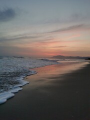 Mystic red sunset on the beach