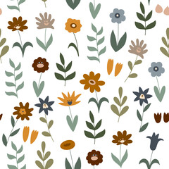 vector illustration with colorful plants, pattern. for fabric, packaging, textile, wallpaper, apparel.