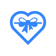 Bow, love icon. Rounded blue vector sketch.