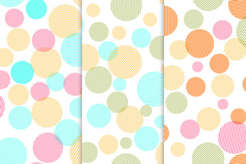 Set of Abstract seamless pattern with colorful circles shapes
