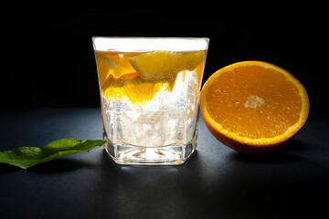 Orange tonic. Citrus drink. Cooling drink