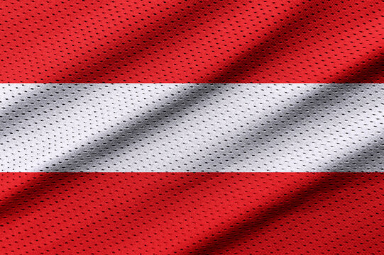 Austria flag on texture sports. Horizontal sport theme poster, greeting cards, headers, website and app. Background for patriotic and national design