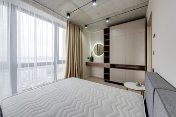Bedroom in modern style with furniture and empty bed High quality photo