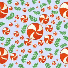 Christmas seamless pattern. Beautiful vector hand drawn texture. Festive background for web pages, New Year invitations, winter cards and Christmas packaging. Vector illustration.
