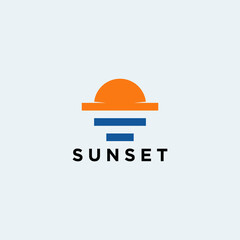 Fototapeta premium simple flat sunset icon logo design.