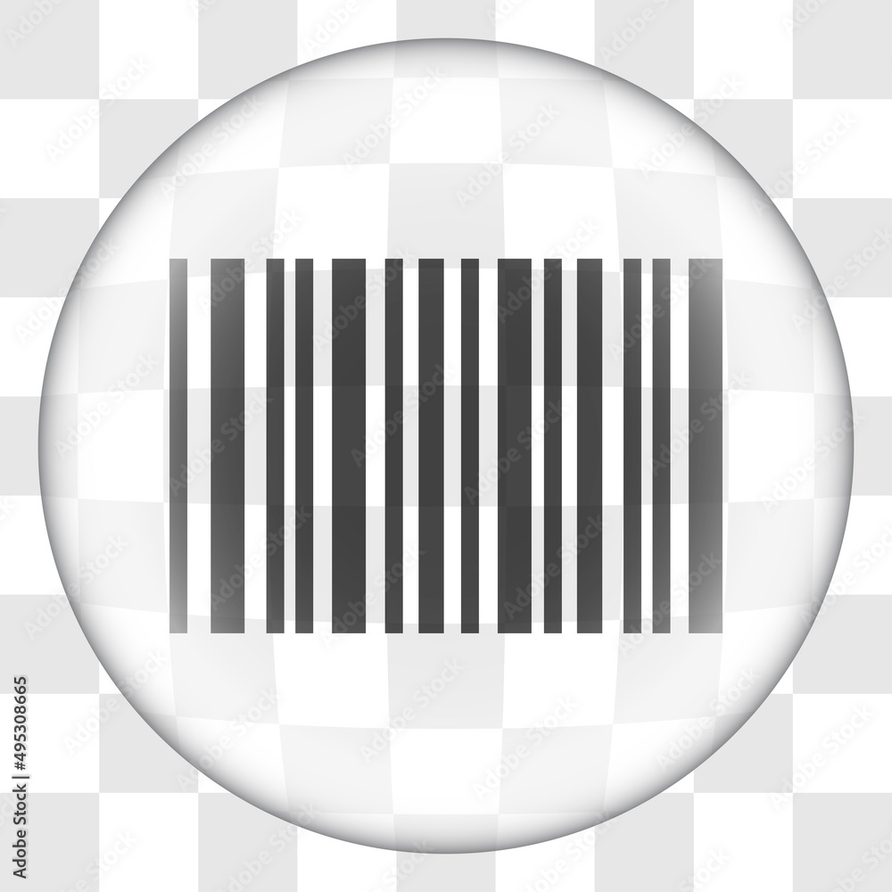 Poster barcode simple icon vector. flat desing. glass button on transparent grid