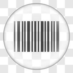 Barcode simple icon vector. Flat desing. Glass button on transparent grid