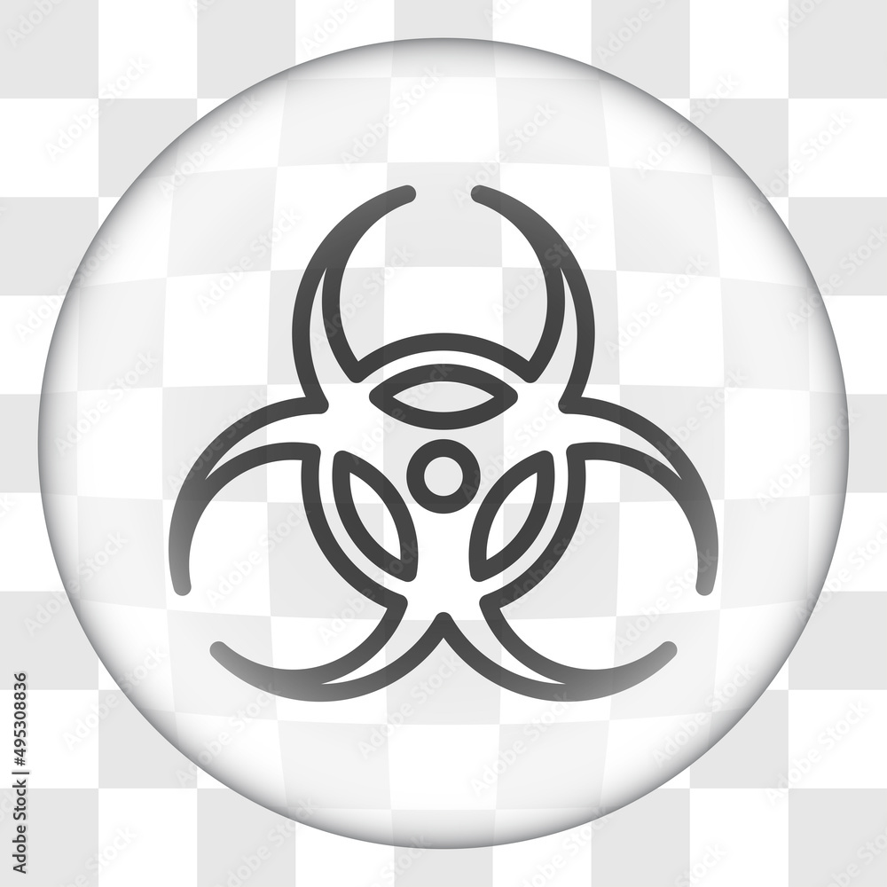 Poster biohazard simple icon vector. flat desing. glass button on transparent grid