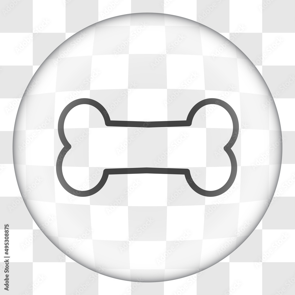 Poster bone simple icon vector. flat desing. glass button on transparent grid