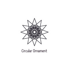 Mosaic arabic linear ornament. Vector geometric circular emblem for ornamental design or logos