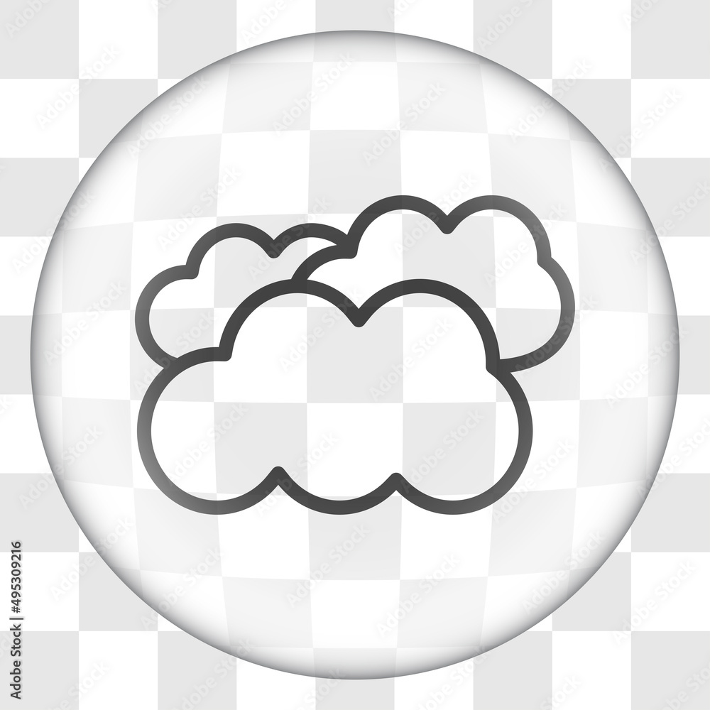 Aufkleber clouds simple icon vector. flat desing. glass button on transparent grid