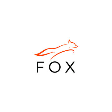 jumping fox logo design vector.
