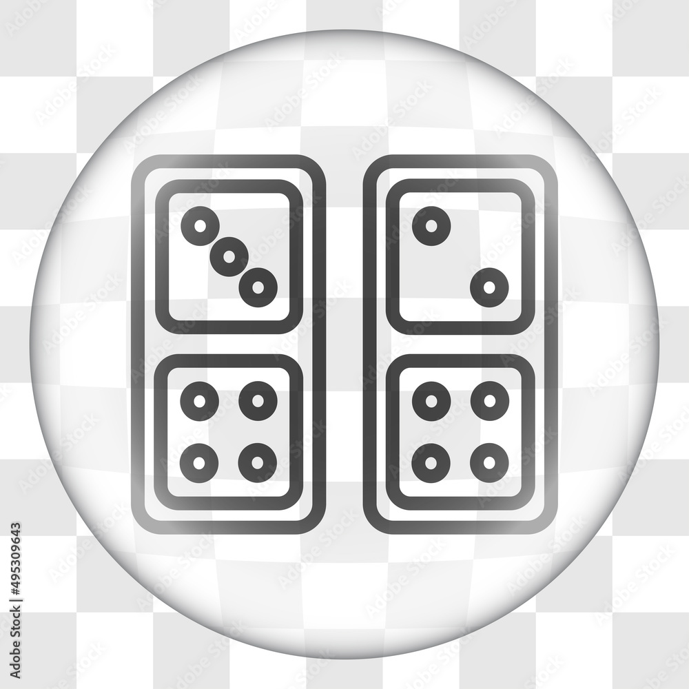 Poster domino simple icon vector. flat desing. glass button on transparent grid