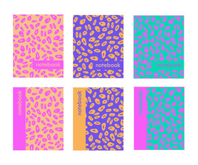 Fashion set
abstract bright covers.
Pink, purple, orange, green color.
Universal page layouts for notebooks, planners, brochures.