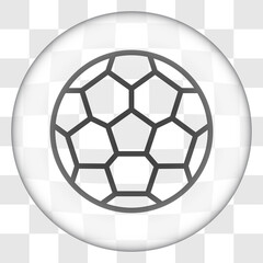 Football simple icon vector. Flat desing. Glass button on transparent grid
