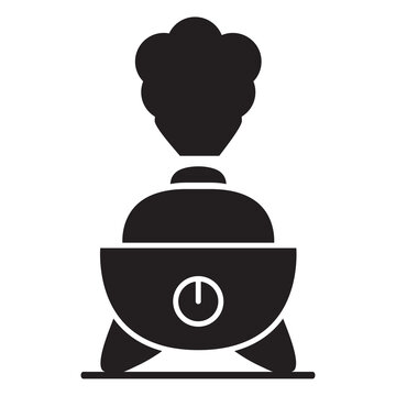 recommend clip art: Black silhouette humidifier with steam jet icon. Purifier microclimate.Isolated on white background.Vector flat illustration.