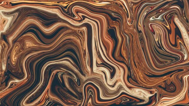 Liquid gold metallic substance slow motion background. Abstract relaxing glossy 3d render of golden texture close up