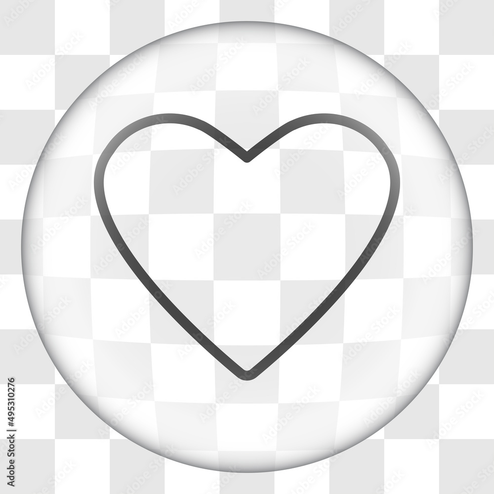 Poster heart vector simple icon. flat desing. glass button on transparent grid