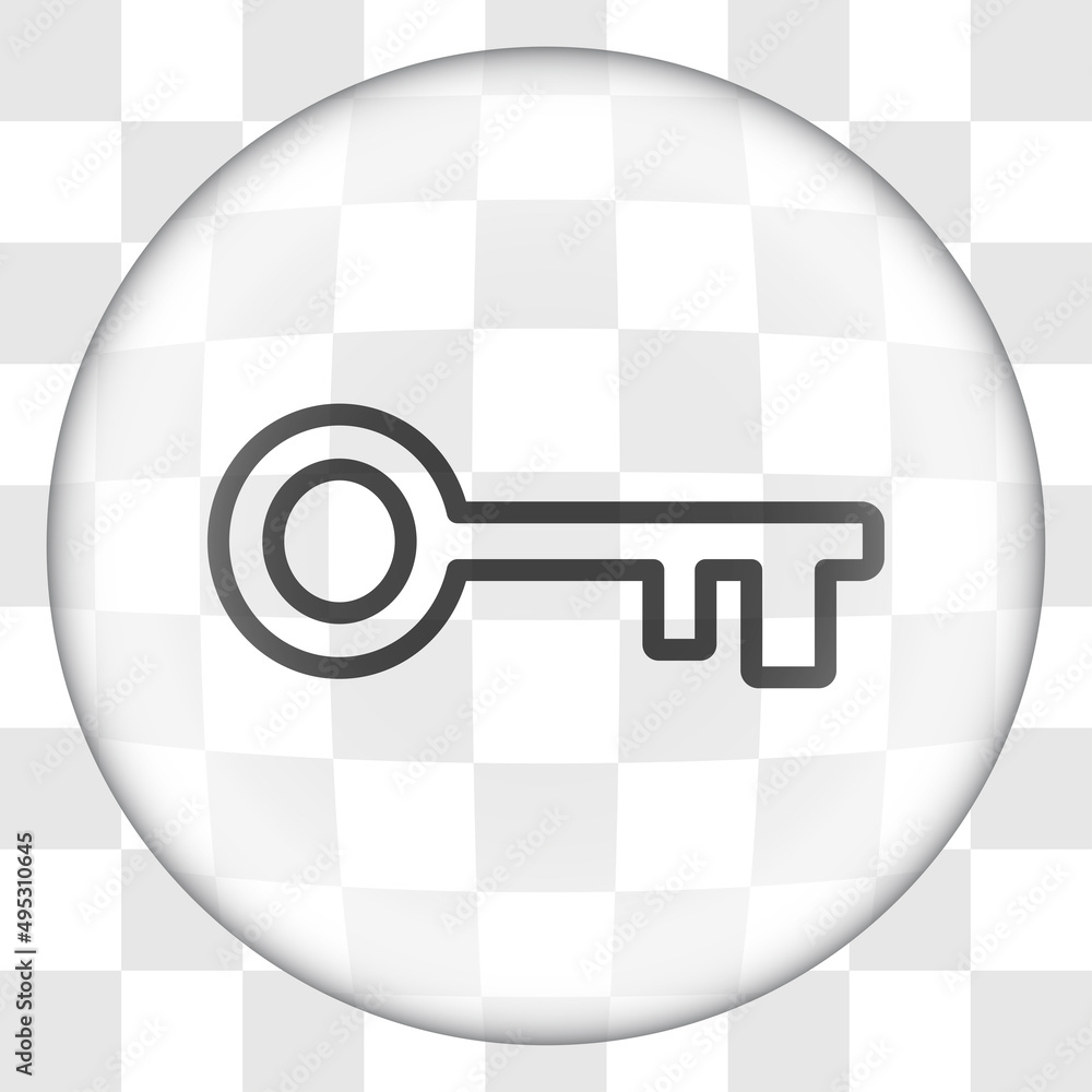 Poster key simple icon vector. flat desing. glass button on transparent grid