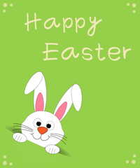 Happy easter with decorated egg and bunny. Holiday greeting.Vector illustration.