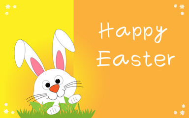 Happy easter with decorated egg and bunny. Holiday greeting.Vector illustration.