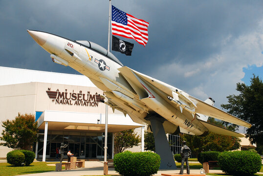 A Grumman F14 is on display outside Pensacola's Museum of Naval Aviation