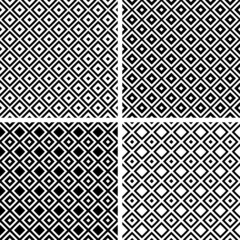 Seamless geometric black and white checked patterns.