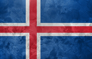Fototapeta premium Textured photo of the flag of Iceland.