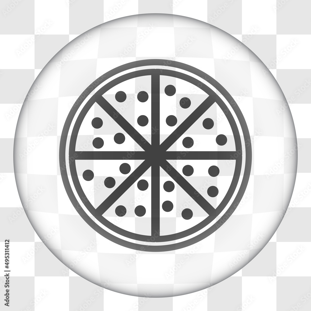 Poster pizza simple icon vector. flat desing. glass button on transparent grid