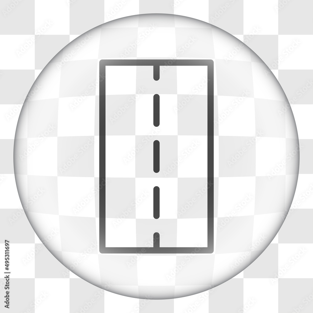 Poster road simple icon vector. flat desing. glass button on transparent grid