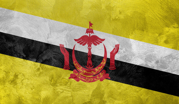 Textured photo of the flag of Brunei.