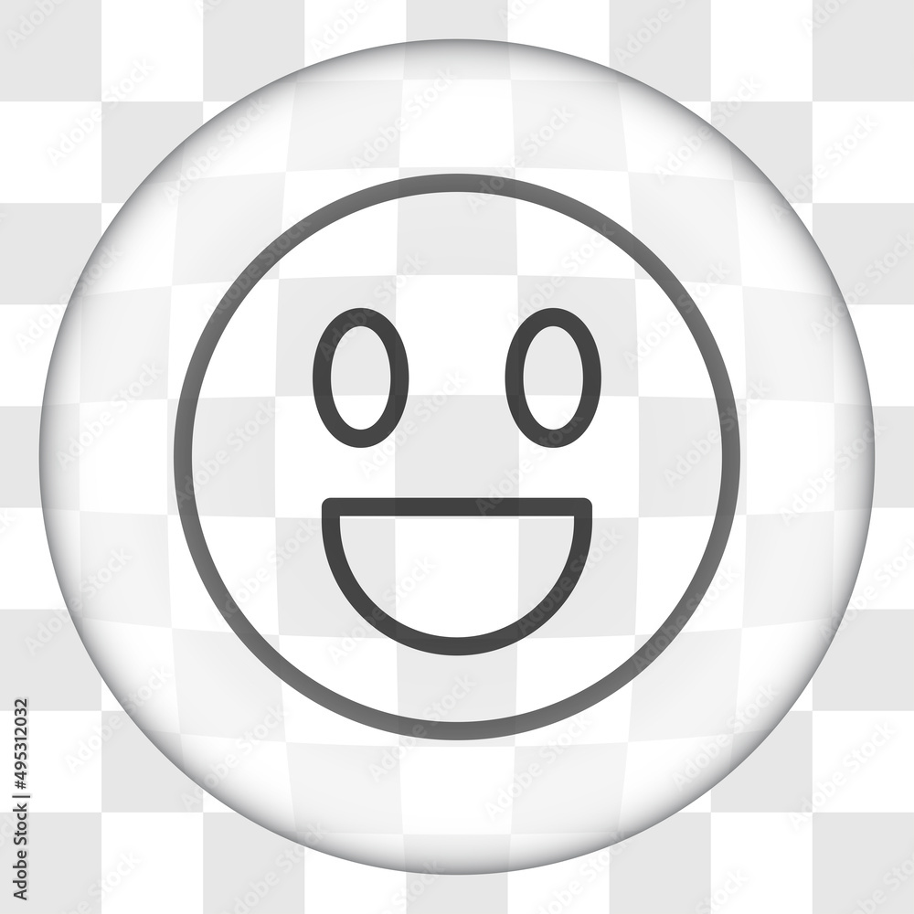 Poster smile simple icon vector. flat desing. glass button on transparent grid