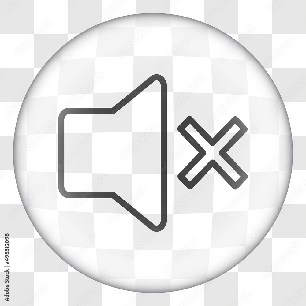 Poster sound simple icon, vector. flat desing. glass button on transparent grid