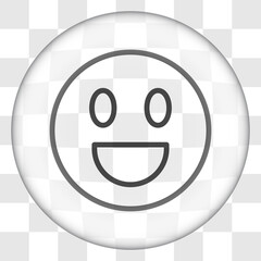 Smile simple icon vector. Flat desing. Glass button on transparent grid