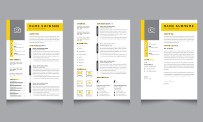 Yellow and Black Clean and Professional Resume Template with Creative Cv Layout
