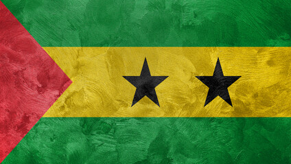 Textured photo of the flag of Sao Tome and Principe.