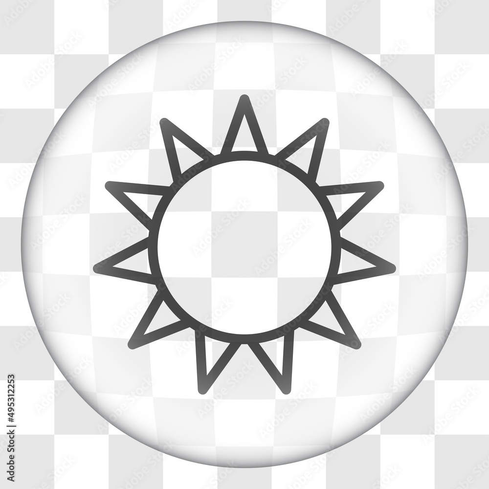 Poster sun simple icon vector. flat desing. glass button on transparent grid