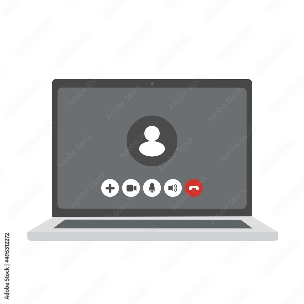 Poster online video call interface template with user icon. online business webinar chat. video call screen