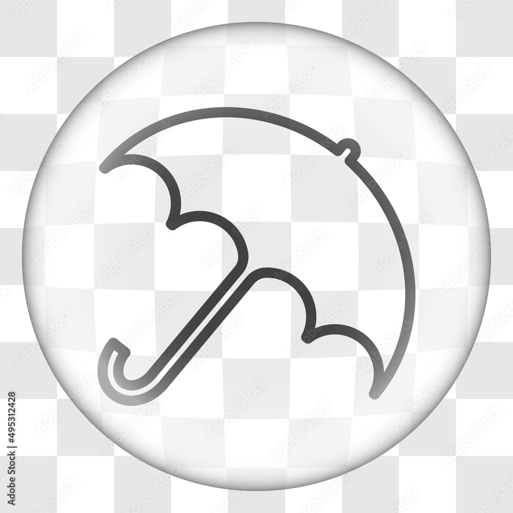 Poster umbrella vector simple icon. flat desing. glass button on transparent grid