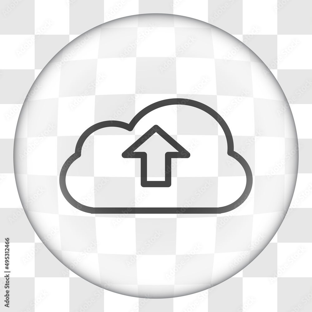 Poster upload simple icon vector. flat desing. glass button on transparent grid
