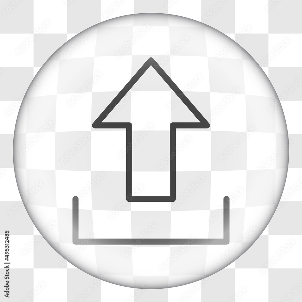 Poster upload simple icon, vector. flat desing. glass button on transparent grid