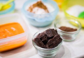 Preparing Ingredients for Chocolate Pumpkin Cake